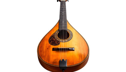 Acoustic guitar isolated on transparent background, high-quality PNG with detailed wooden body and strings, perfect for music designs, instrument visuals, and educational content.