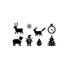 Fototapeta premium Winter holiday silhouettes isolated on transparent background