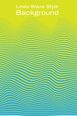 abstract background vector illustration featuring a retro blue wave pattern with yellow curved lines and a flowing water texture design
