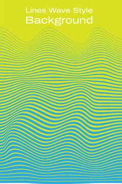 abstract background vector illustration featuring a retro blue wave pattern with yellow curved lines and a flowing water texture design