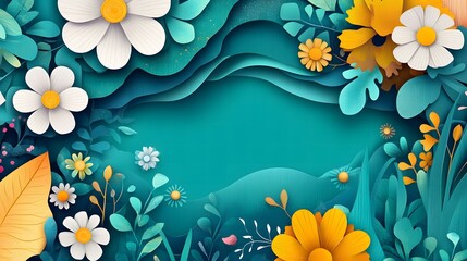 A vibrant floral arrangement with white and yellow blossoms and teal leaves.