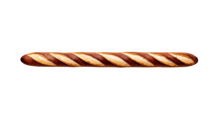 Crispy baguette bread golden brown crust long and slender isolated on transparency background traditional French bakery fresh and appetizing rustic style artisan food