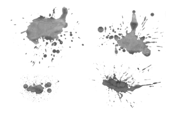 A grunge black ink splat and splatter vector illustration featuring artistic paint blots, drips, and spray stains for a dirty textured design element