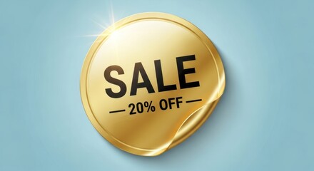 Golden Sale Sticker with 20 Off Discount.