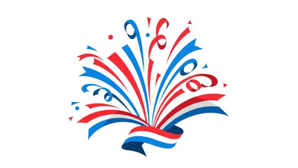 Obraz premium Red, white and blue abstract swirling lines fireworks design element for independence day celebrations