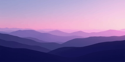 Obraz premium Purple and pink hues over layered mountain ranges at sunset