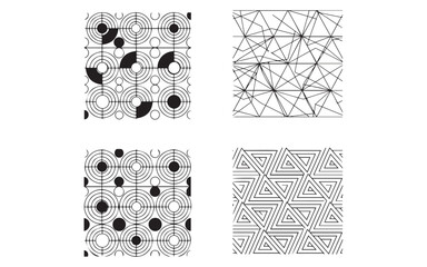 Abstract Geometric Line Art Pattern Set: Minimalist Circles, Triangles, and Network Shapes Vector Collection