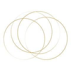 Gold abstract flowing lines creating overlapping circles. Vector illustration