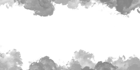 Abstract grunge background with a vintage paper texture frame featuring a blue sky with watercolor clouds and smoke steam design elements