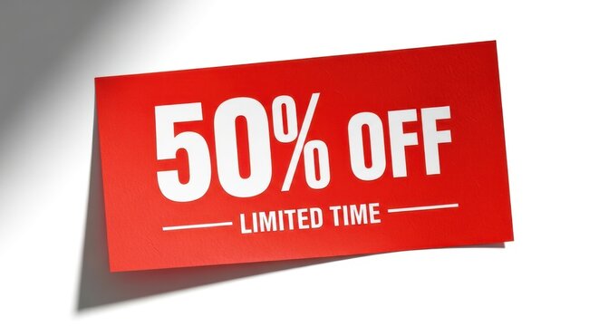50 Off Limited Time Red Discount Sticker.