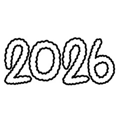 Happy New Year 2026 black and white letters