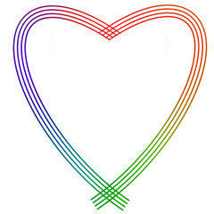 Rainbow Colored Line Art Heart Shape Isolated Without Background PNG