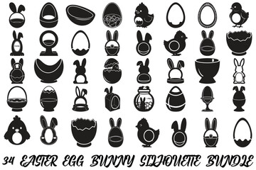 50 Easter Egg Bunny Silhouette
