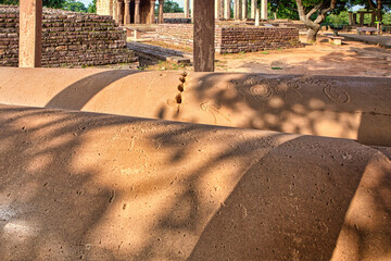 Broken stone pillars at Sanchi, Madhya Pradesh