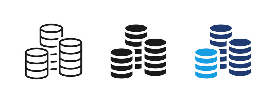 Coin stacks icon representing money, cash savings and financial wealth. Simple vector illustration for banking, finance, investment, income, budget planning and economic concepts.