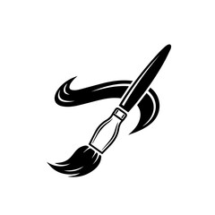 Painting brush with swirls