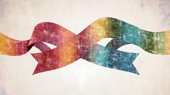 A flowing, textured ribbon in a vibrant rainbow of colors against a soft backdrop. - Powered by Adobe