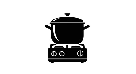 Black pot on gas stove.