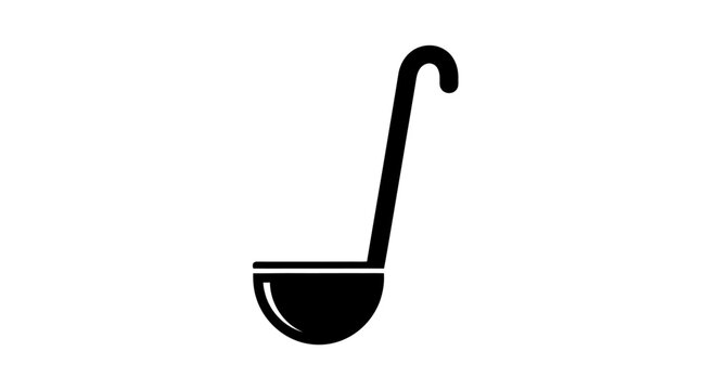 Black ladle kitchen utensil icon.