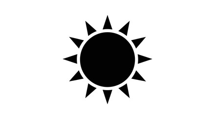 Black sun icon with rays.
