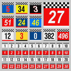 Vector collection set of racing numbers - High quality template editable