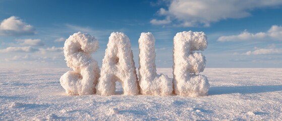 Winter sale promotion event seasonal discounts on products in a frosty landscape