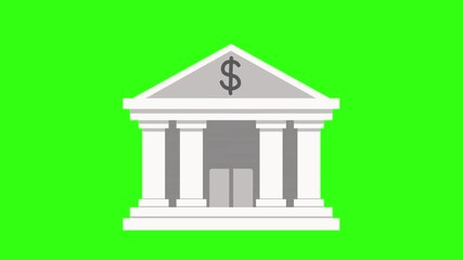 Bank with white building animation 