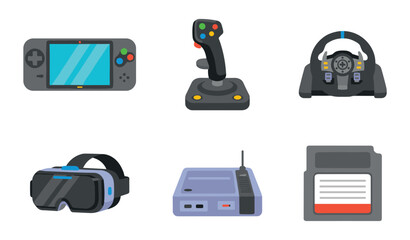 Gaming Technology and Accessories Flat Icons Set