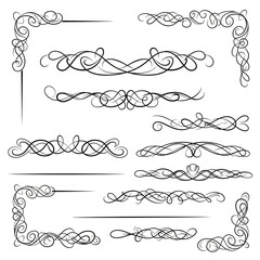 Fototapeta premium Elegant calligraphic design elements for wedding invitations and luxury branding, perfect for adding a touch of sophistication and timeless style to any project