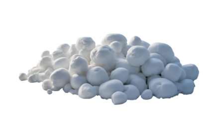 snowballs, piled up, ready for a playful snow fight or to build a snowman. The spheres create a soft, textured display, perfect for seasonal imagery. . Isolated on transparent background, png