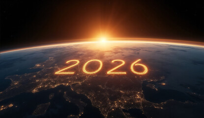 Earth shines in 2026 at sunrise.