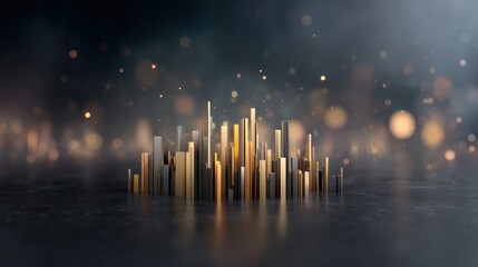 Abstract Golden and Silver Bars with Soft Bokeh Background