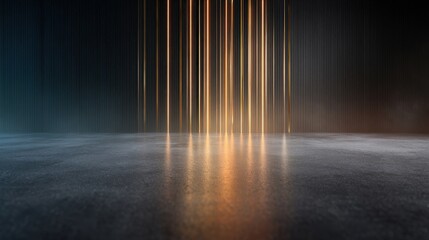 Abstract Background with Vertical Light Beams in Dark Environment