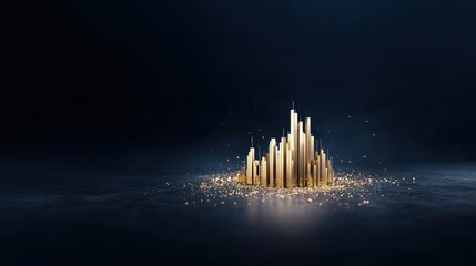Golden Cityscape Construction with Sparks and Glowing Highlights