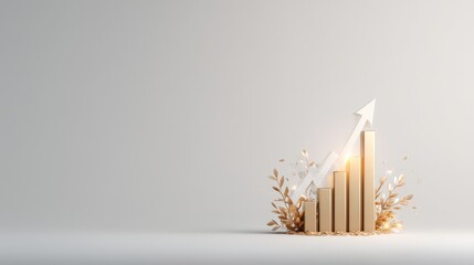 Growth Concept with Bar Graph and Arrow on Light Background