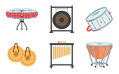 Percussion instruments grid illustrations