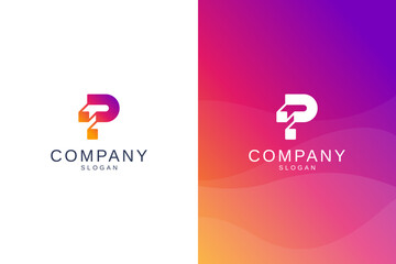 Letter P logo design for various types of businesses and company. colorful, modern, geometric, luxury letter P logo set
