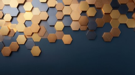 Geometric Hexagon Pattern in Gold and Dark Background for Modern Design
