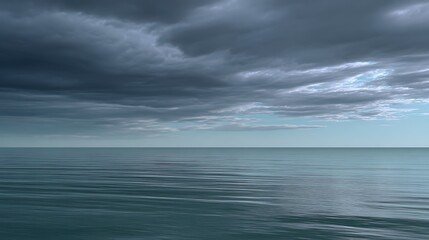 Obraz premium Stormy skies meet tranquil waters a serene coastal landscape in digital art