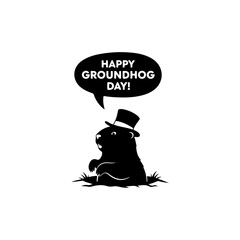 Celebrating groundhog day isolated on transparent background