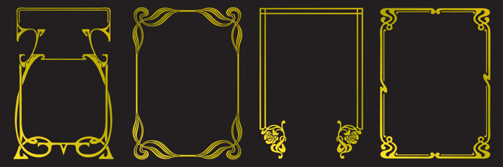 Frames with style Art Nouveau ornament vector set.