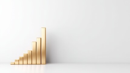 Golden Bar Graph Represents Growth and Success on Minimalist Background