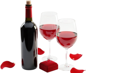 Romantic evening with wine isolated on transparent background