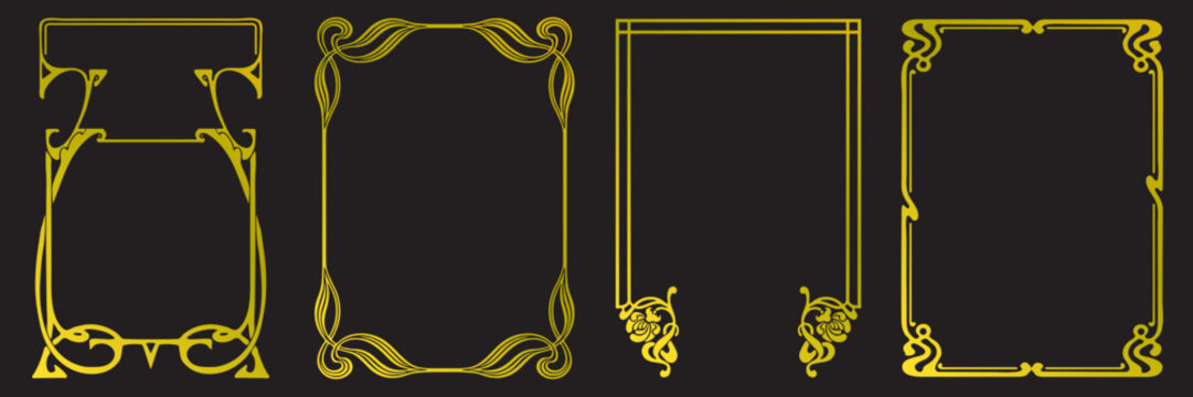 Frames with style Art Nouveau ornament vector set.