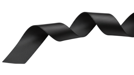 Wavy black ribbon on white background isolated on transparent background