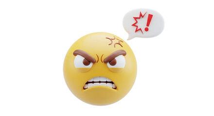 Angry emoji expressing frustration isolated on transparent background
