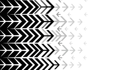 A graphic design featuring a pattern of black arrows fading into gray and then white.