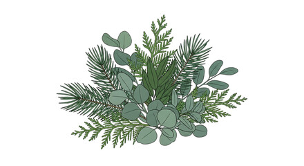 Green botanical arrangement isolated on transparent background