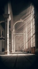 Serene Archways and Columns in a Grand Hallway with Soft Light