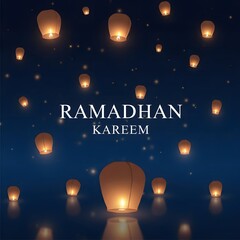 Lanterns Illuminating the Night Sky during Ramadhan Celebration